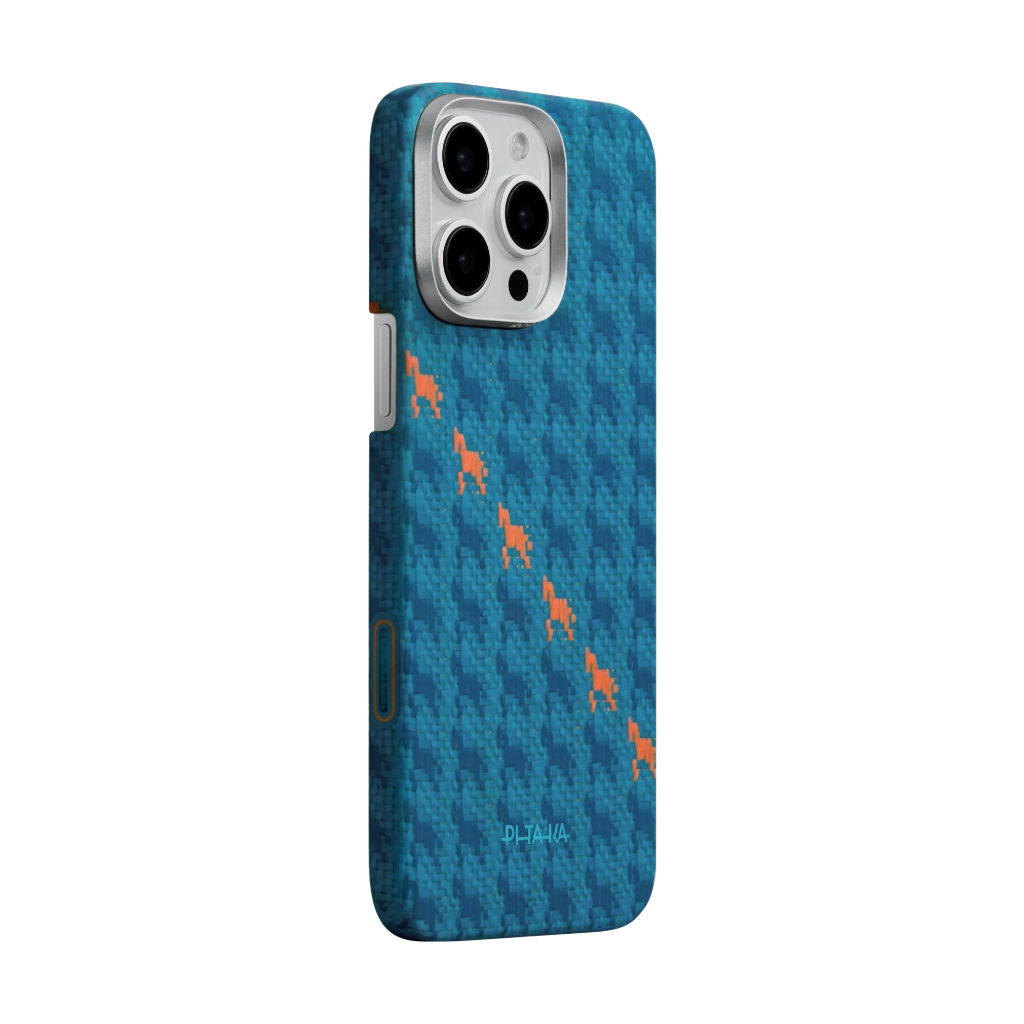 Happiness Rides In PITAKA Edge Case for iPhone 17 Pro Max (Indigo）