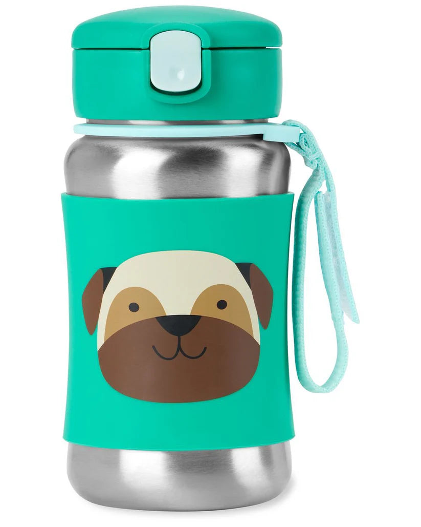 ZOO Stainless Steel Kid Straw Bottle - Pug ZOO Stainless Steel Kid Straw Bottle - Pug