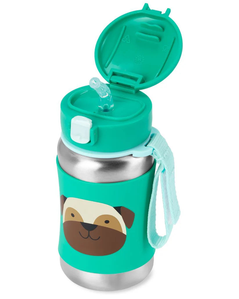 ZOO Stainless Steel Kid Straw Bottle - Pug ZOO Stainless Steel Kid Straw Bottle - Pug
