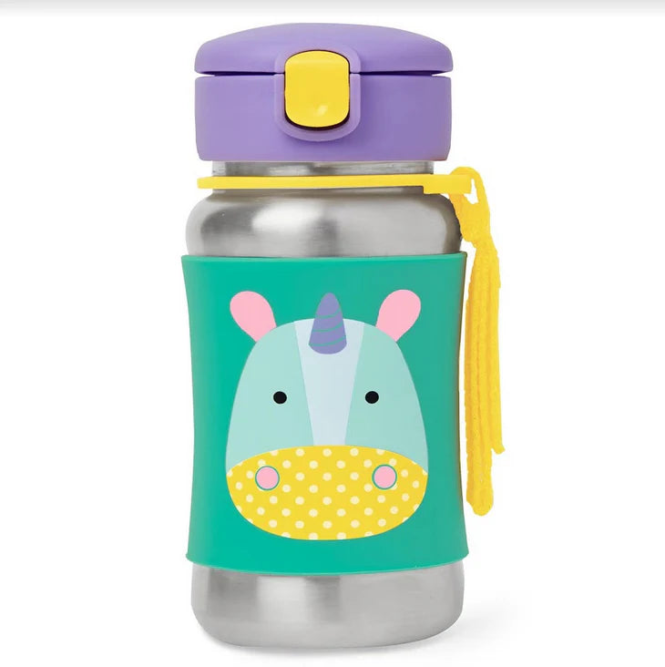 Zoo Stainless Steel Straw Bottle - Unicorn Zoo Stainless Steel Straw Bottle - Unicorn