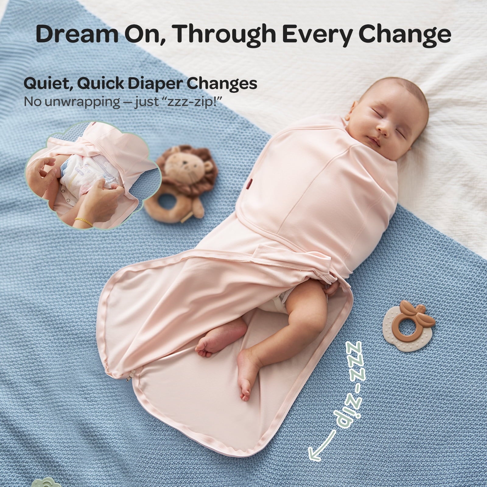 Momcozy Easy Swaddle Wrap 0-3M, 2-Pack - Pink (Bloom)
