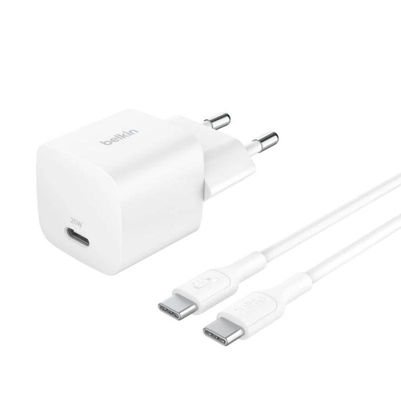 BELKIN 25W USBC PD WALL CHARGER & 1M C-C - White