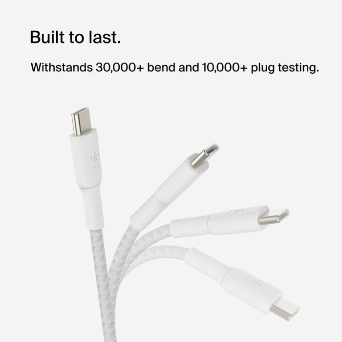 BELKIN BOOSTCHARGE C - C BRAIDED CABLE 1M - White BELKIN BOOSTCHARGE C - C BRAIDED CABLE 1M - White