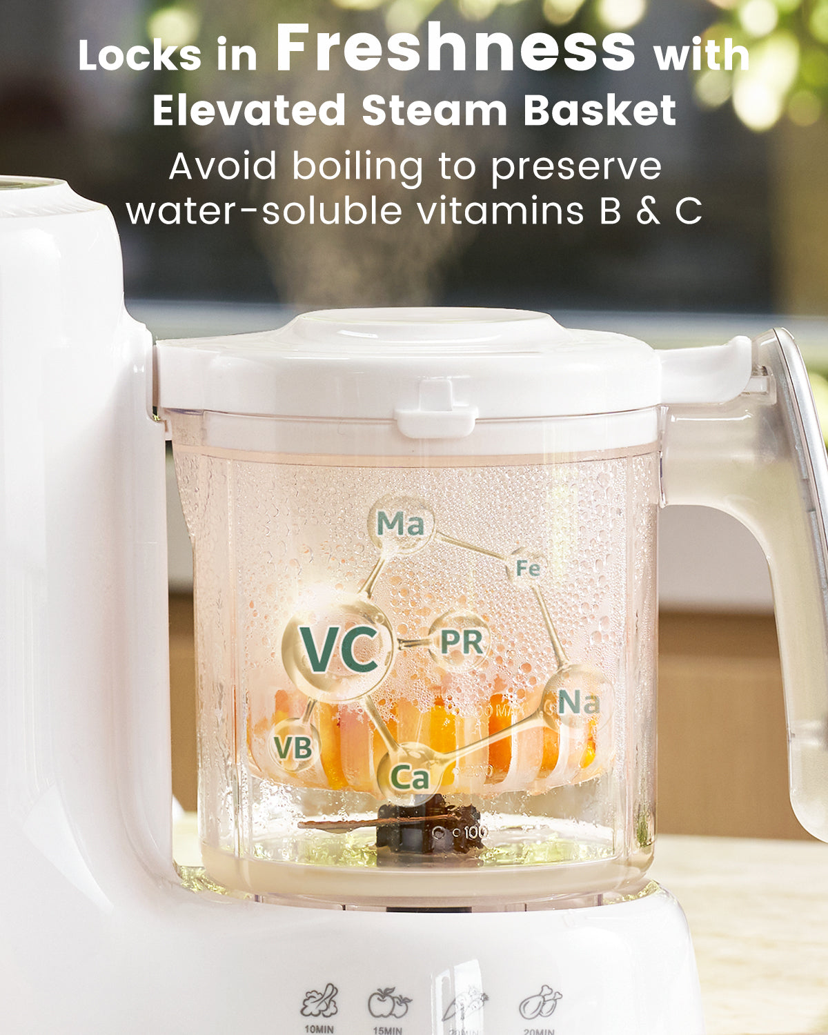 GROWNSY NutriChef Steam & Blend Baby Food Maker - White