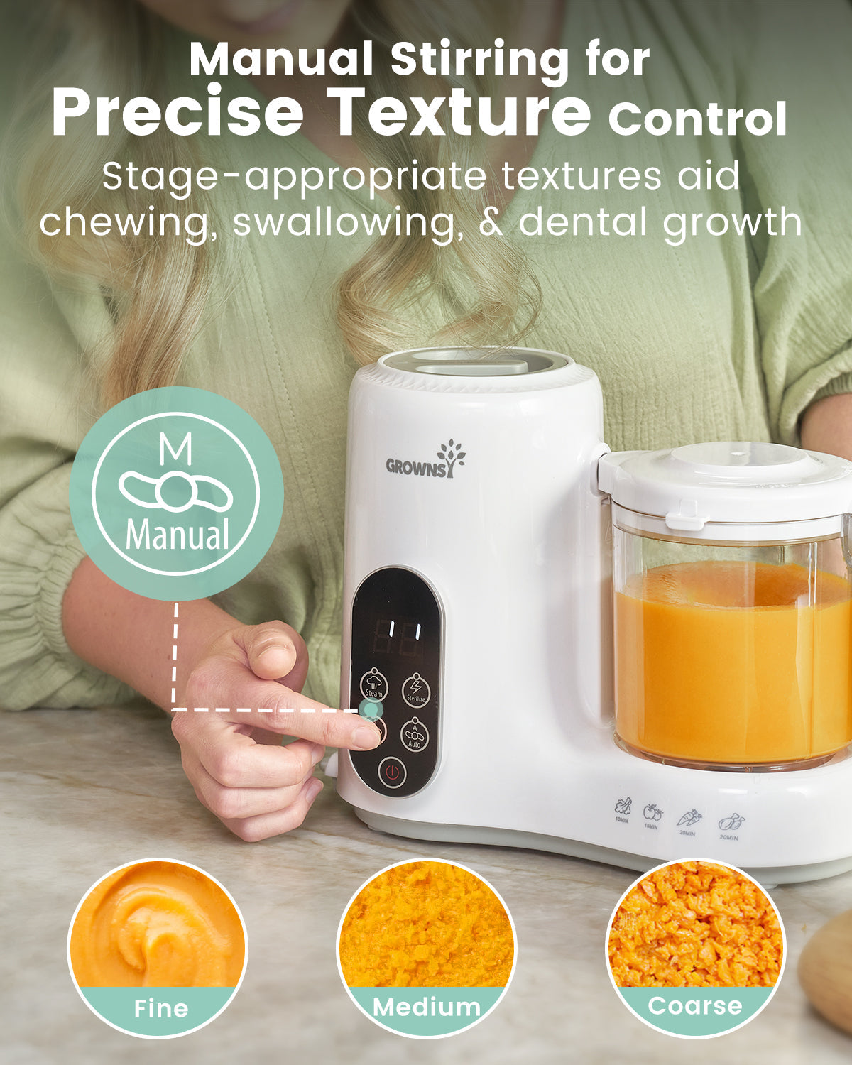 GROWNSY NutriChef Steam & Blend Baby Food Maker - White