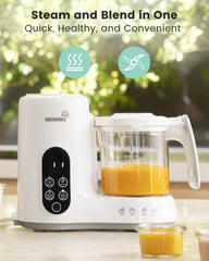 GROWNSY NutriChef Steam & Blend Baby Food Maker - White