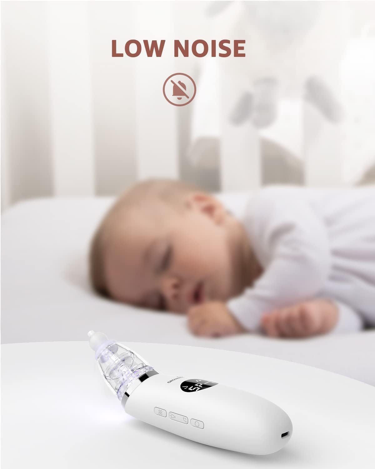 GROWNSY Electric Baby Nasal Aspirator with 3 Suction Modes - White