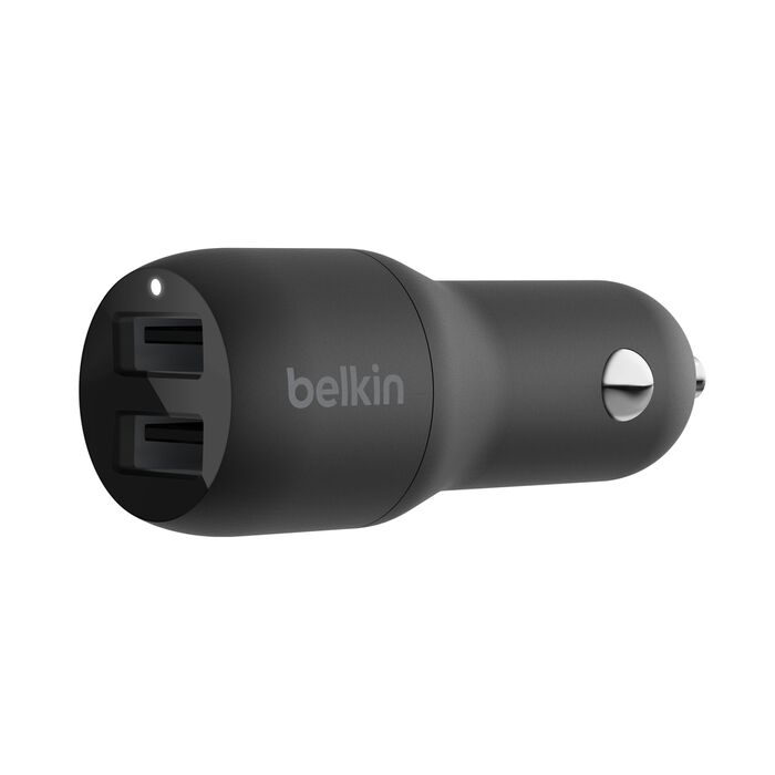 BELKIN BOOSTCHARGE DUAL USB-A CAR CHARGER 24W, 12W POWER FROM EACH PORT