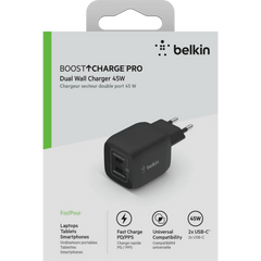 BELKIN BOOSTCHARGE PRO DUAL 45W USB-C PD - Black