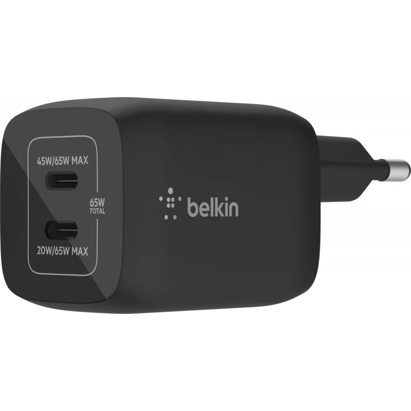BELKIN BOOSTCHARGE PRO DUAL 65W USB-C PD - Black BELKIN BOOSTCHARGE PRO DUAL 65W USB-C PD - Black