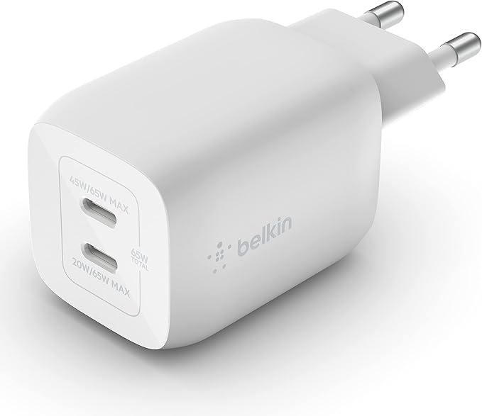 BELKIN BOOSTCHARGE PRO DUAL 65W USB-C PD - White BELKIN BOOSTCHARGE PRO DUAL 65W USB-C PD - White