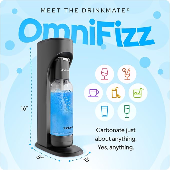 Drinkmate OmniFizz Sparkling Water and Soda Maker - Matte Black