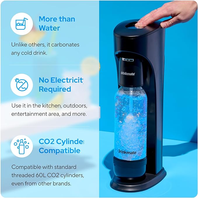Drinkmate OmniFizz Sparkling Water and Soda Maker - Matte Black