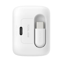 Belkin 45W GaN Wall Charger with Retractable USB-C Cable - White