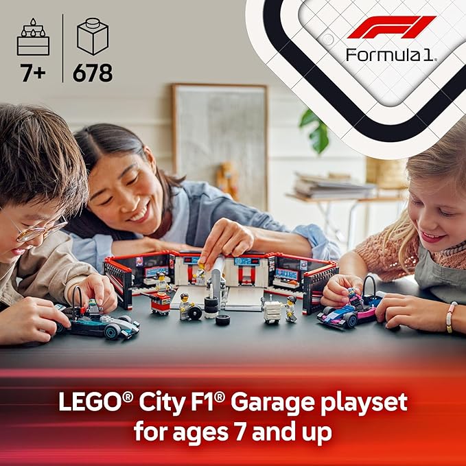 LEGO City F1 Garage & Mercedes-AMG & Alpine Cars Toy , Ages 7+