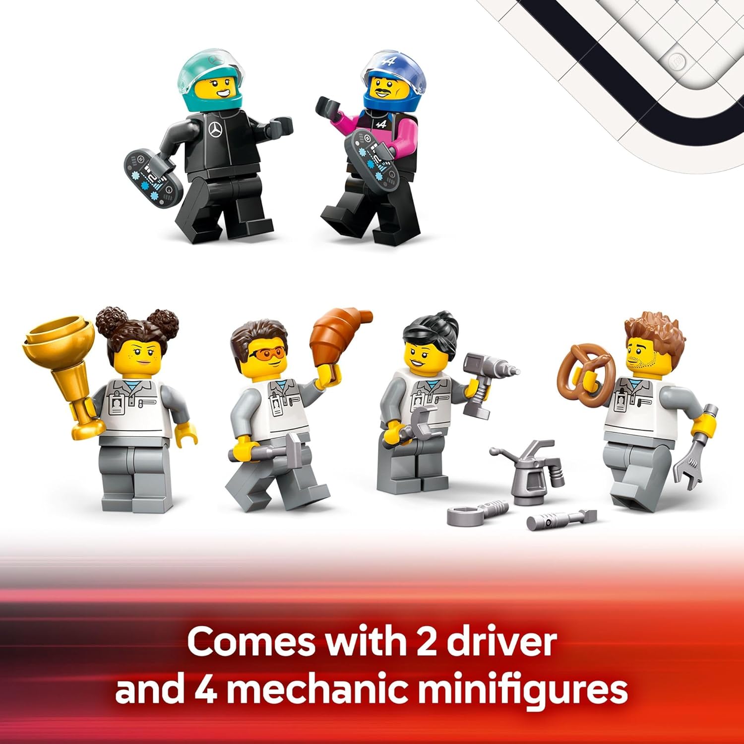 LEGO City F1 Garage & Mercedes-AMG & Alpine Cars Toy , Ages 7+
