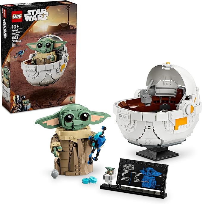LEGO Star Wars: The Mandalorian Grogu with Hover Pram Building, Ages 10+