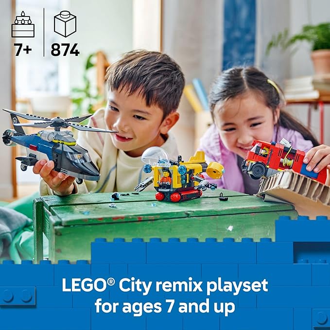 LEGO City Helicopter, Fire Truck & Submarine , Ages 7+