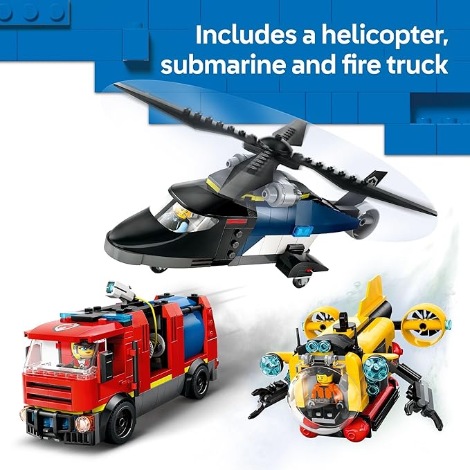 LEGO City Helicopter, Fire Truck & Submarine , Ages 7+