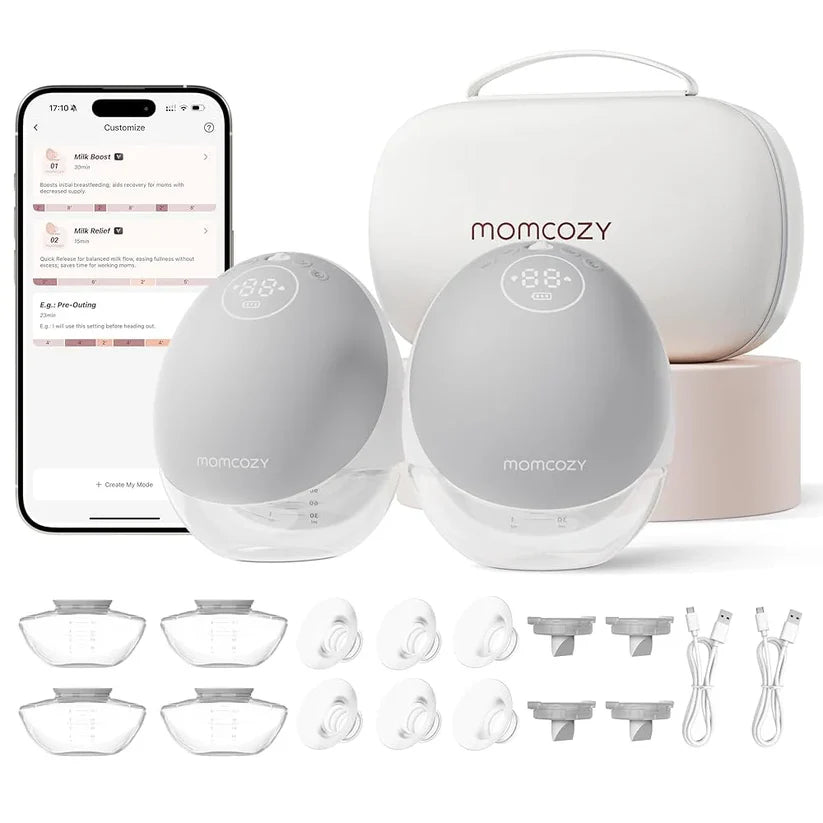 Momcozy M9 Double Wearable Breast Pump, Mobile App Controlled - Grey