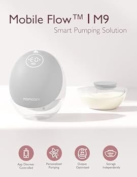 Momcozy M9 Double Wearable Breast Pump, Mobile App Controlled - Grey