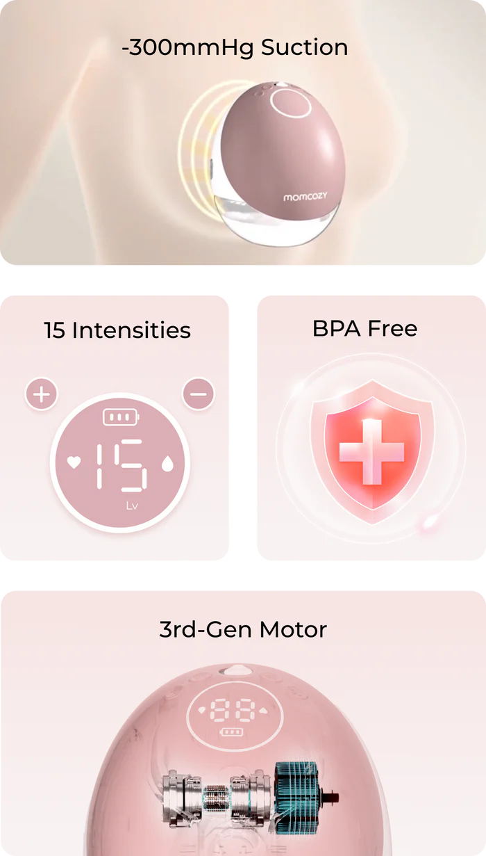 Momcozy M9 Single Wearable Breast Pump, Mobile App Controlled - Grey