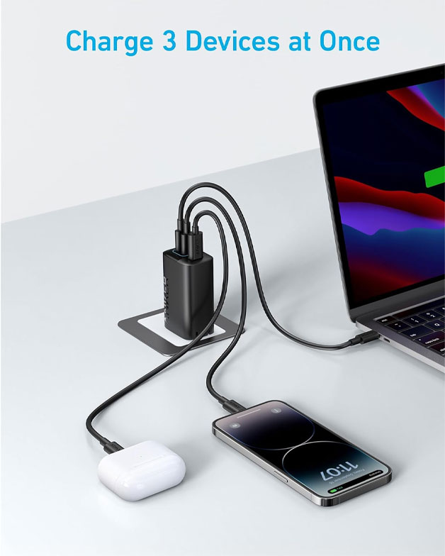 Anker Charger 67w | 1 USB & 2 USB-C - Black Anker Charger 67w | 1 USB & 2 USB-C - Black