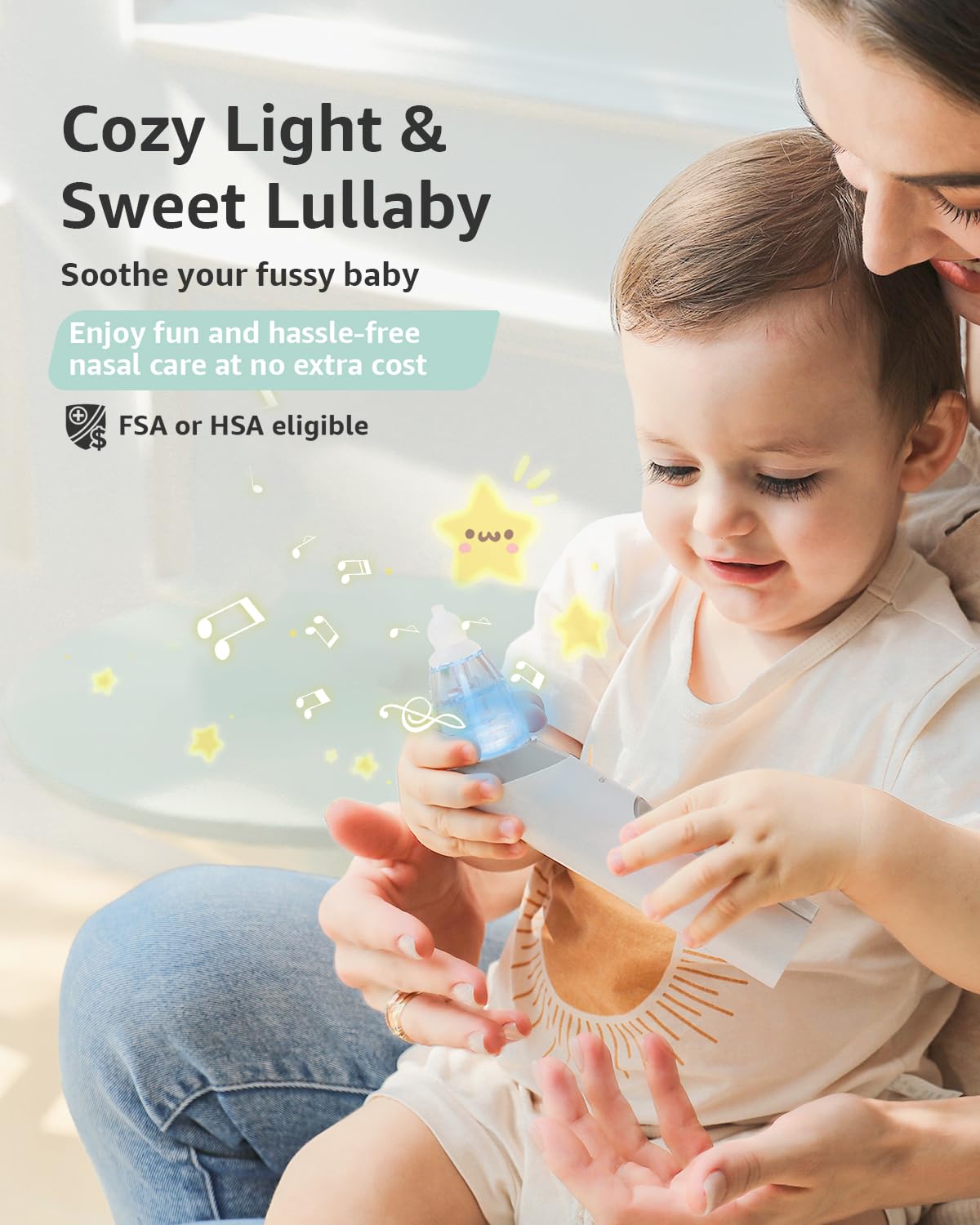 GROWNSY Electric Nasal Aspirator with 3 Silicone Tips - Grey