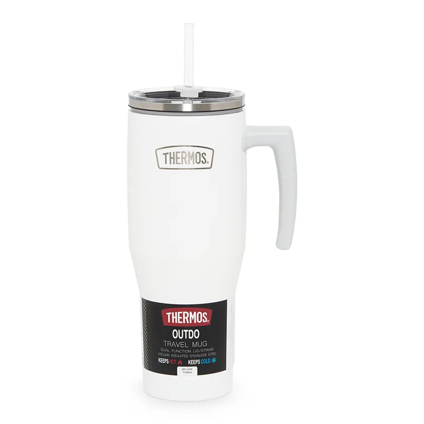 Thermos Stainless Steel Mug with Straw 1.1L - White