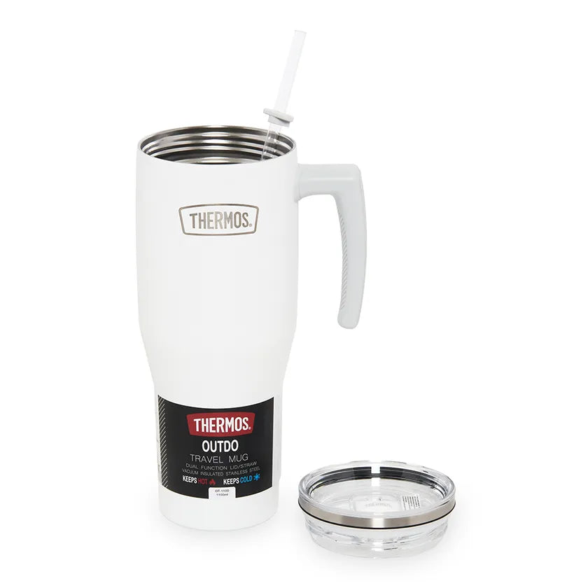 Thermos Stainless Steel Mug with Straw 1.1L - White