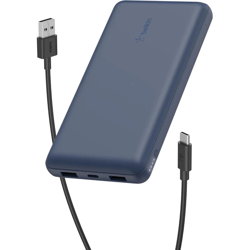 BELKIN BOOSTCHARGE 3-PORT 20K POWER BANK WITH USB-C 15W, DUAL USB-A, 15CM USB-A TO USB-C CABLE - Blue BELKIN BOOSTCHARGE 3-PORT 20K POWER BANK WITH USB-C 15W, DUAL USB-A, 15CM USB-A TO USB-C CABLE - Blue
