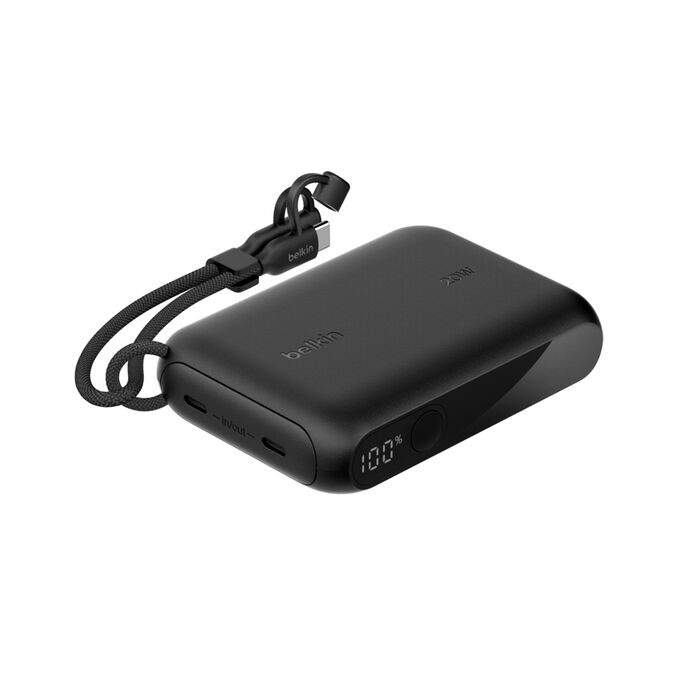 BELKIN BOOSTCHARGE POWER BANK 10K WITH DISPLAY, PD 20W WITH USB-C CABLE - BLACK
