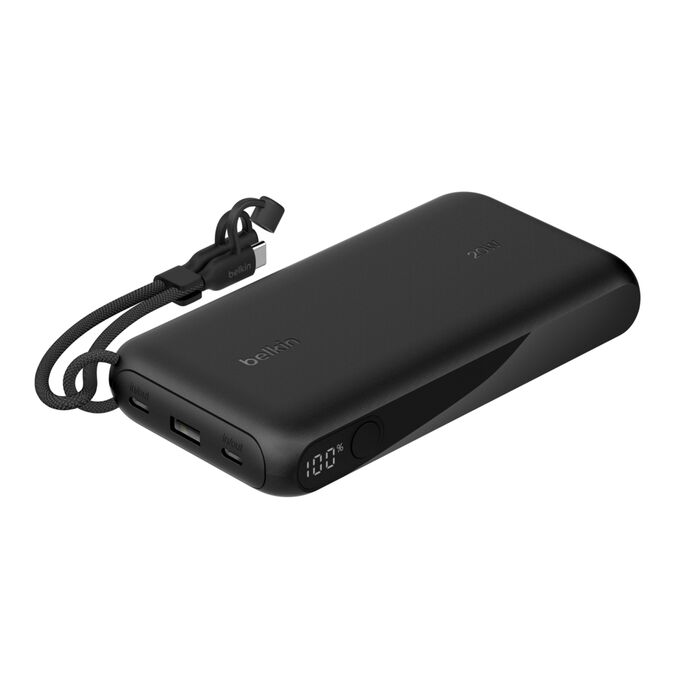 BELKIN BOOSTCHARGE POWER BANK 20K WITH DISPLAY, PD 20W WITH USB-C CABLE - BLACK
