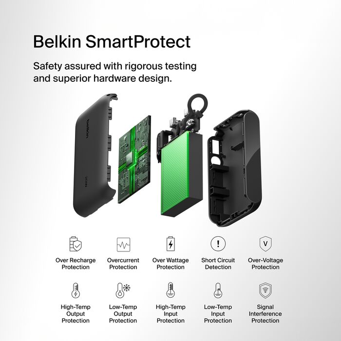 BELKIN BOOSTCHARGE POWER BANK 10K WITH DISPLAY, PD 20W WITH USB-C CABLE - BLACK