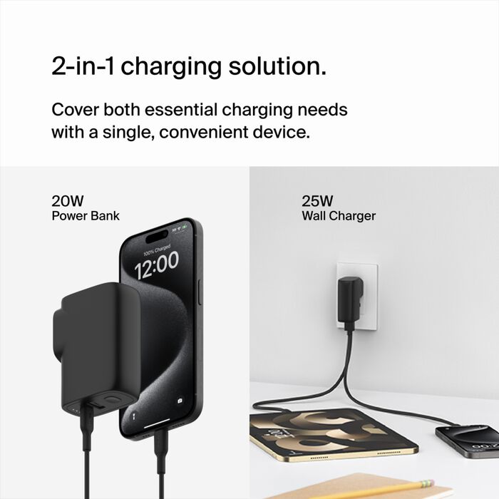 BELKIN HYBRID AC 20W POWER BANK 5K PD 25W PPS PLUG