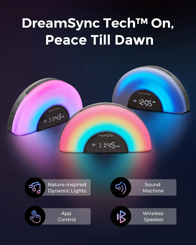 DreamSync Tech™ Smart Baby Sound Machine - Rainbow Light & App Control