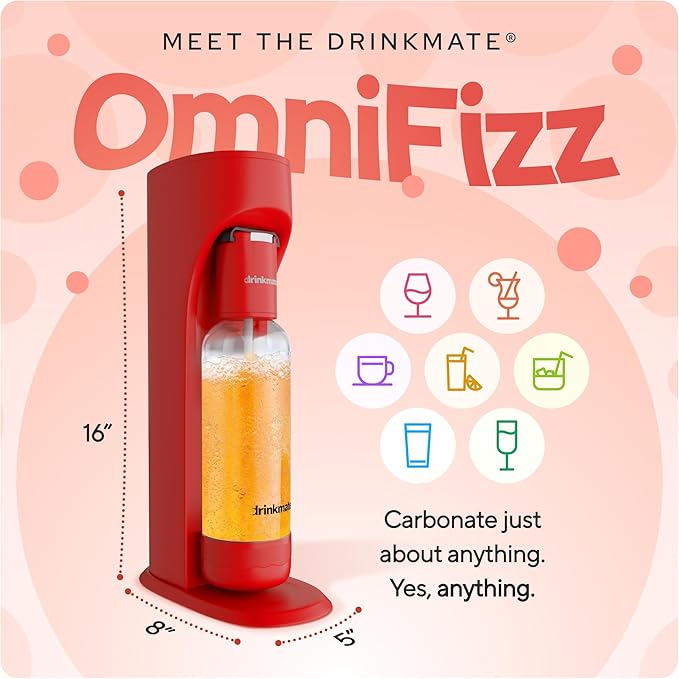 Drinkmate OmniFizz Sparkling Water and Soda Maker - Royal Red