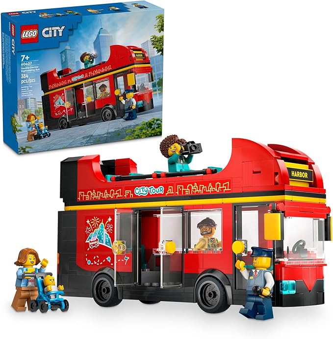 LEGO City Red Double-Decker Sightseeing Bus Toy Vehicle Set