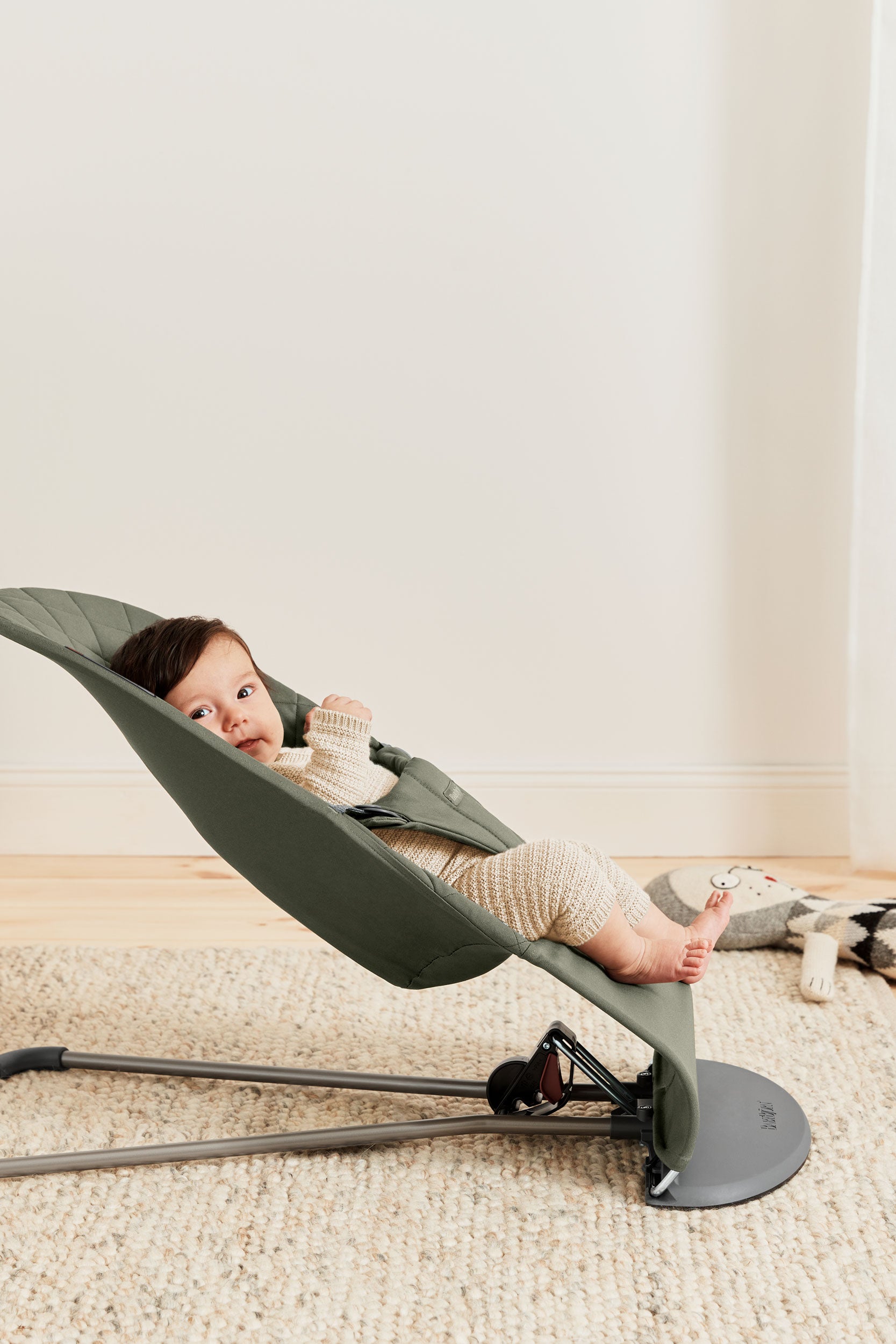 BABYBJÖRN Bouncer Bliss - Dark Green Woven Classic Quilt