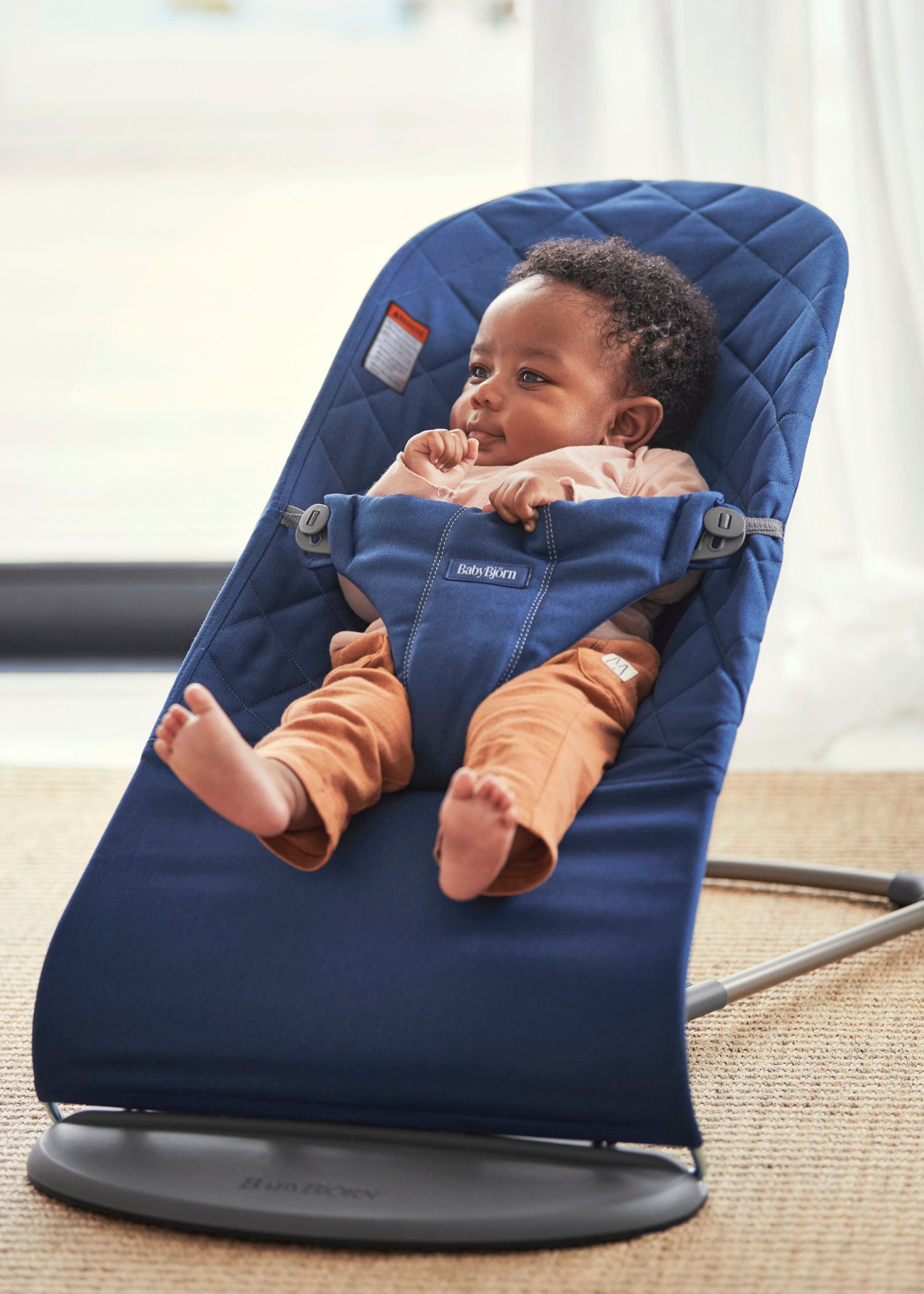 BABYBJÖRN Bouncer Bliss - Midnight Blue Woven Classic Quilt