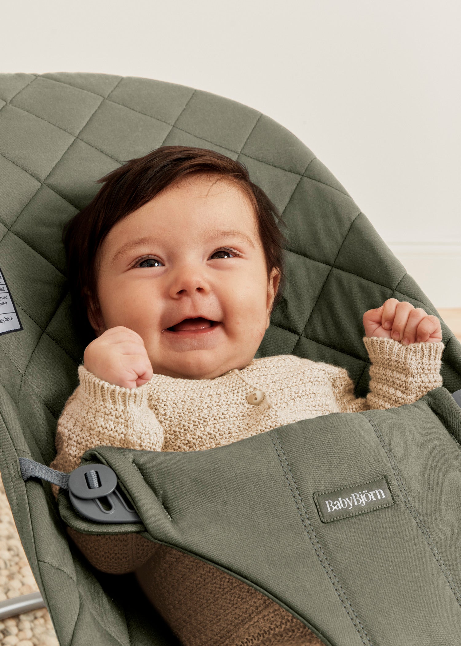 BABYBJÖRN Bouncer Bliss - Dark Green Woven Classic Quilt