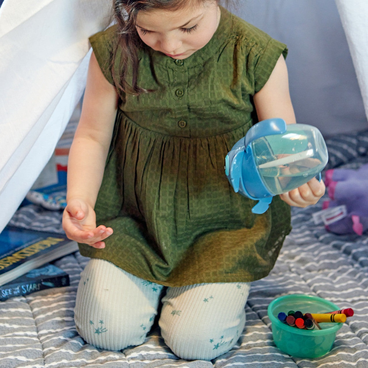 The First Years Disney Stitch Flip Top Straw Trainer Cup - 7 oz