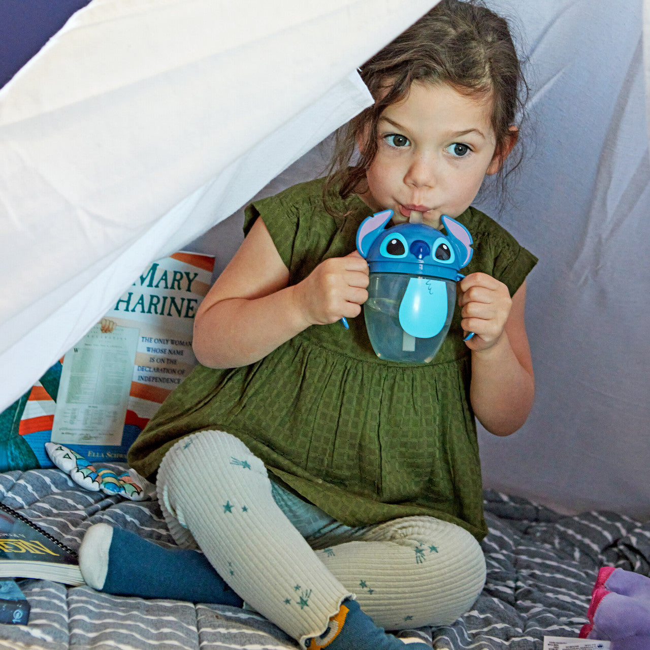 The First Years Disney Stitch Flip Top Straw Trainer Cup - 7 oz